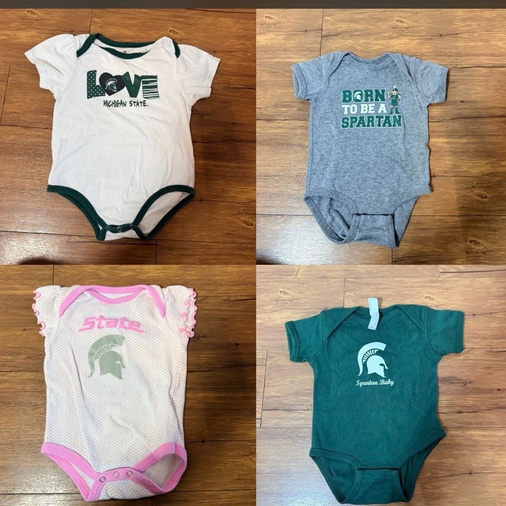 Michigan State MSU Bodysuit Bundle Lot Baby Girl Various Sizes